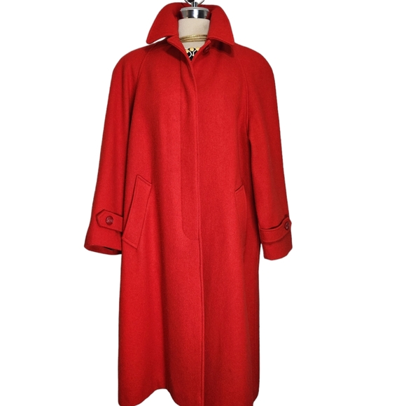 Collection elegante 3/4 red wool long coat - Picture 3 of 16